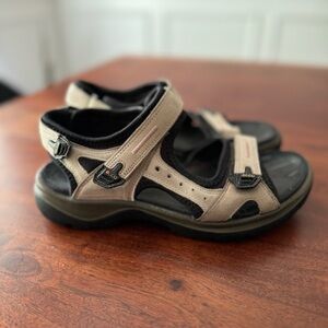 ECCO Yucatan Hiking Sandals Strap Tan Leather Outdoor Women's Size 37 Trek Walk